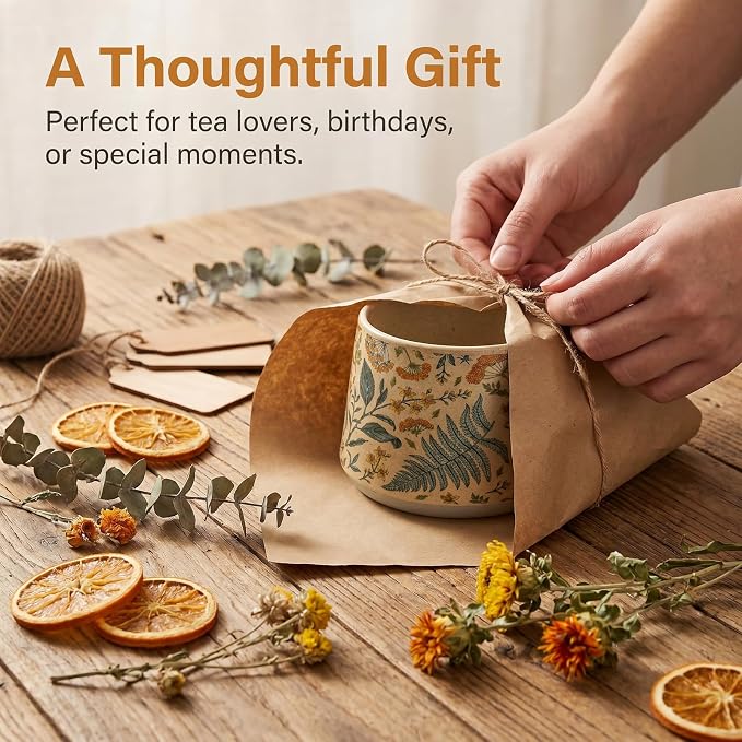 Ceramic Coffee Mug, 13oz Floral Design Pottery cute mugs, Ideal Gift for Women unique vintage pretty coffee mugs (Summer Whisper)