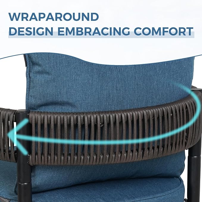 Grand patio 7-Piece Outdoor Dining Set for 6 with 1 Rectangle Expandable Table for 4-6 Person, Metal Woven Wicker Fixed Patio Chairs with Thickened Cushions for Yard, Poolside, Deck (Brown)