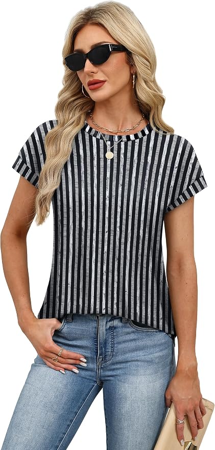 Alaroo Womens Summer Tops Short Sleeve Shirts Crew Neck Tshirt Cute Trendy Tunic Blouses (S-3XL)