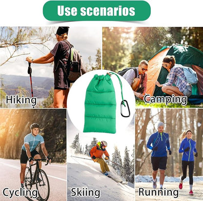 Lyreh Thermal Phone Pouch, Down Cotton Warm Phone Case Cover Bags Prevents Freezing & Overheating Protector Cellphone Pouch with Carabiner Ideal for Outdoor Camping Hiking Skiing (Green)