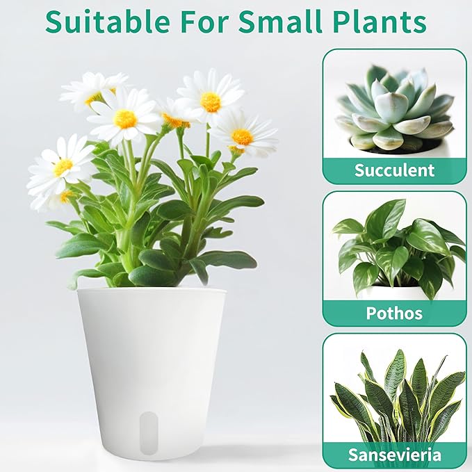 TCBWFY 4 Inch Self Watering Pots for Indoor Plants,8 Sets Self Watering Planter Pots with Visual Water Level Window and Multiple Vents,Self Watering Plant Pot for All House Plants,Flowers,Herbs