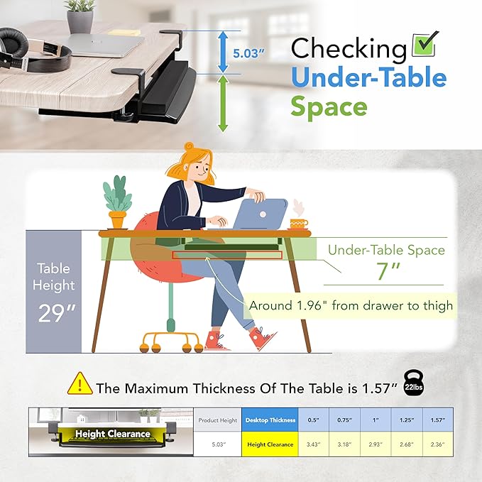 EHO Clamp-On Retractable Adjustable Keyboard Tray, Under Desk Ergonomic Keyboard Tray - Easy Tool-Free Install - Small with Wrist Rest 20" (24.8" Including Clamps) x 11.5" for Enhanced Typing Comfort
