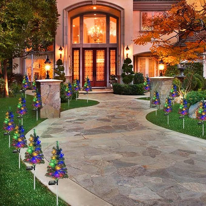 Solar Christmas Tree Garden Stake Lights Waterproof Christmas Decorations Tree Lights Outdoor Xmas Tree Light Christmas décor Pathway Lights Patio Yard (Color, 2pcs