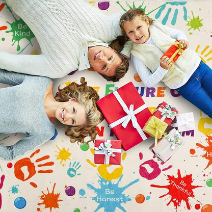 Colorful Kids Rug, Washable Rug for Kids, Handprints Area Rugs for Kids Bedroom, Non-Slip Play Mat Ultra Soft Thick Indoor Plush Rugs for Playroom Classroom Nursery Decor (59 X 39.4 INCH)