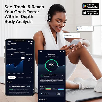 Hume Health - The Body Pod - Home Body Analyzer and Free Bluetooth App - 45+ Key Health Metrics - Accurate Personalized Data - Body Composition Scale - Smart Scale for Body Weight - HSA & FSA Eligible