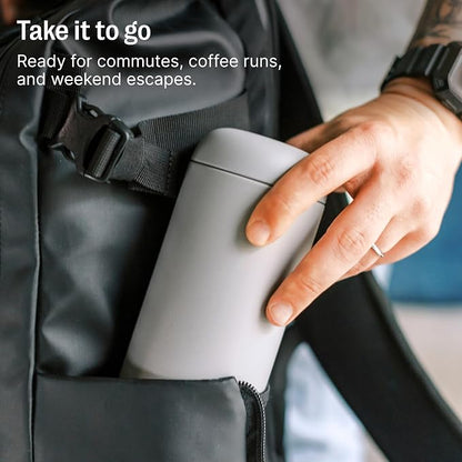 Fellow Carter Move 12oz Ceramic-Lined Coffee Travel Mug - Vacuum-Insulated Stainless Steel Tumbler, No Metallic Taste, Leak-Proof, Hot 12Hr Cold 24Hr, Dishwasher Safe, BPA-Free, Matte White