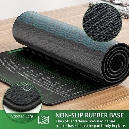 KTRIO Excel Shortcuts Mousepad, Desk Mat, 31.5 x 15.7 in, XXL | Smooth Micro-Weave Surface, Shortcut Reference, Non-Slip Rubber Base, Durable Stitched Edges, Office & Home Use