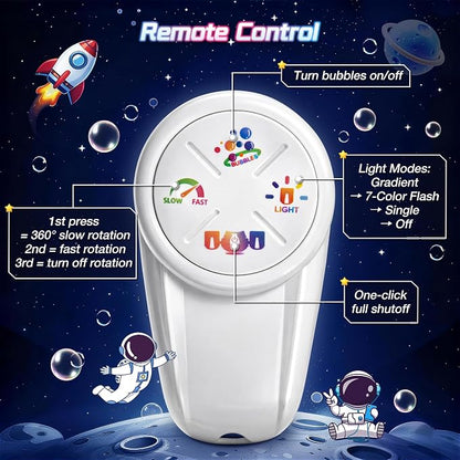 cossy Rechargeable Bubble Machine, 360° Automatic Rotation Bubble Machine for Kids, Bubble Maker with Remote Control, RGB Lights & 20000+ Bubbles Per Minute, Outdoor Toys Games for Kids/Adults (Black)