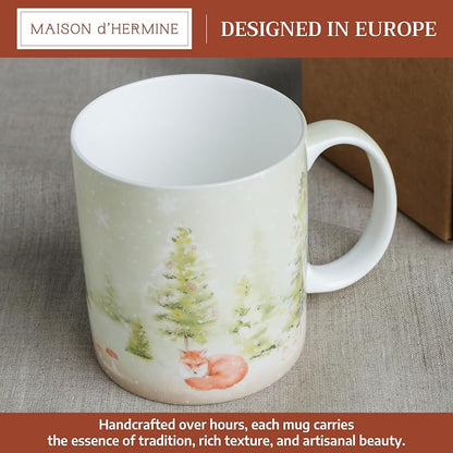 Maison d' Hermine Coffee Mug with Handles Tea Cups (15 Ounce, Pack of 1) | Fine Bone China Coffee Mugs for Hot Beverages Cappuccino Latte Home Restaurant Spring Summer -Winter Morning - Veluwezoom