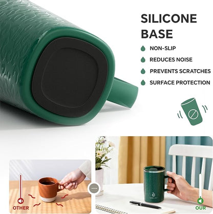 Ideus 16oz Insulated Stainless Steel Coffee Mug with Lid Leopard Dark Green | Perfect for home, office, or daily use| Easy to clean wide mouth| Sweat-proof| On the go