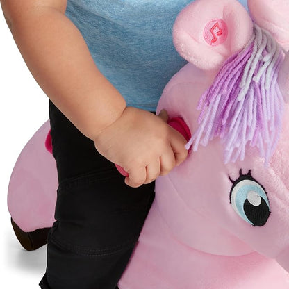 Radio Flyer Shimmer the Magic Unicorn Ride On, Ages 1-3, Interactive Lights & Sounds, Horn Lights Up While Riding, EZ-Glide 360-degree Wheels, Easy Grip Handles, Soft Plush Face, Toddler Ride On Toys