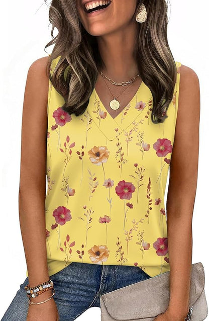 Zeagoo Tank Top for Women V Neck Loose Fit Sleeveless Summer Tops Business Casual Outfits Dressy Blouses Shirts