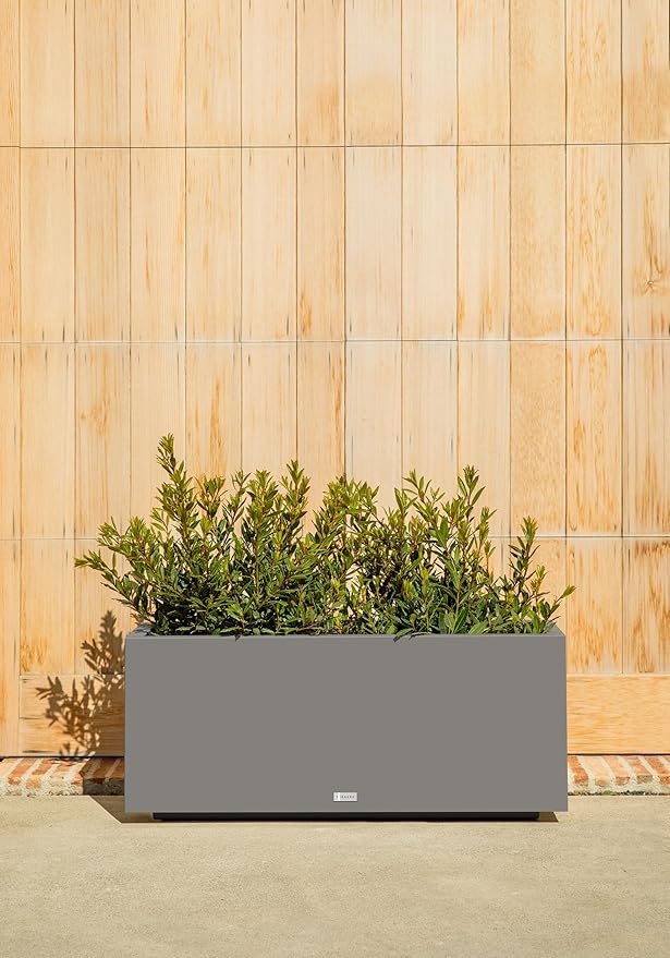 Veradek Block Series Long Box Planter - Large Rectangular Planter for Indoor or Outdoor Patio/Porch | Durable All-Weather Use with Drainage Holes | Modern Décor for Tall Plants, Flowers or Shrubs