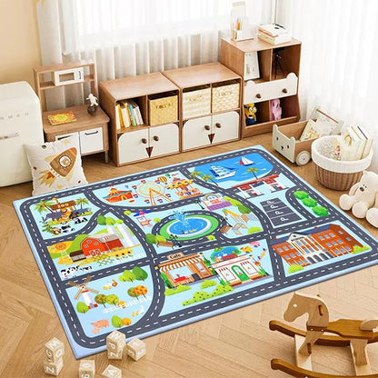 HEBE Kids Play Rug 3'4"x5' ABC Alphabet Numbers Shapes Educational Kid Area Rug Washable Baby Crawling Mat Non Slip Kid Play Mat Carpet for Girl Boy Bedroom Playroom