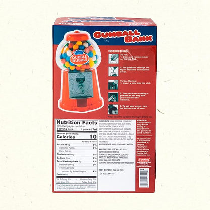 Schylling Brand Classic Retro Gumball Coin Bank - 8.5" Tall - Includes 45 Dubble Bubble Gumballs - Ages 3+