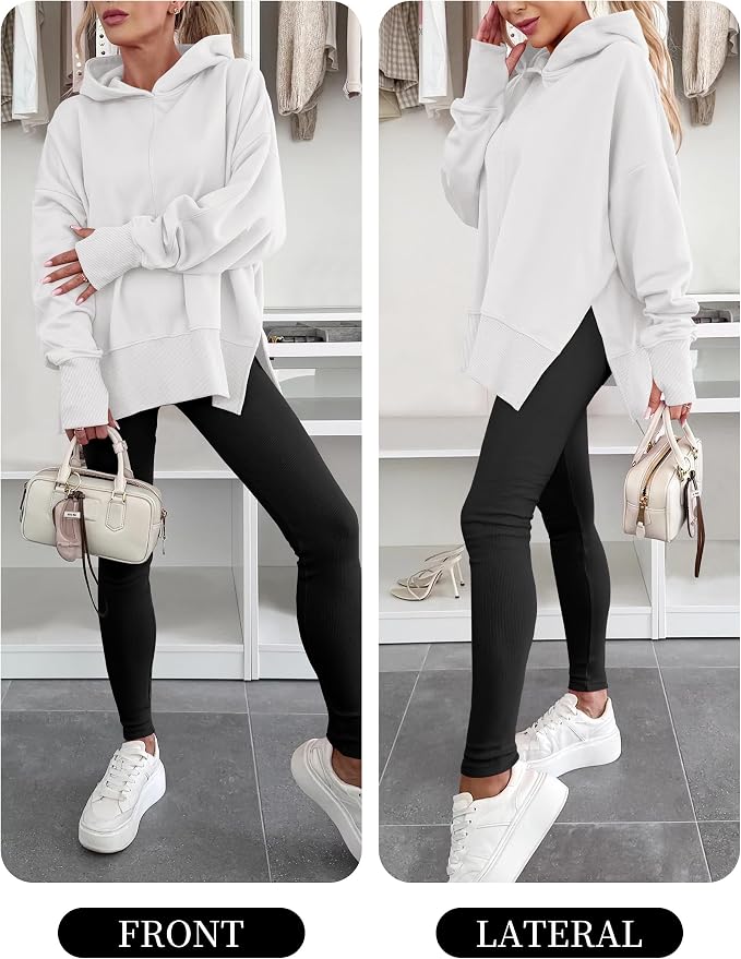 ANRABESS Womens Oversized Hoodies Long Sleeve Fleece Side Slit Hooded Sweatshirts Pullover 2026 Fall Outfits Y2K Clothes