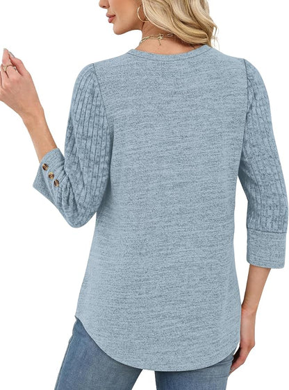 WIHOLL 3/4 Length Sleeve Womens Tops Sweaters Shirts Lightweight Spring Outfits 2026 Winter Clothing S-2XL