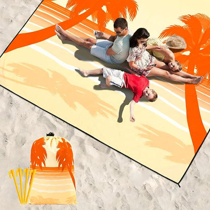 WIWIGO Beach Blanket Waterproof Sandproof Beach Mat 79" X 83"/10'x9'for 2-8 Adults Quick Drying Outdoor Picnic Mat Beach Accessories for Travel, Camping, Hiking