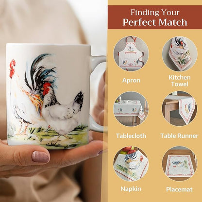 Maison d' Hermine Coffee Mug with Handles Tea Cups (12 Ounce, Pack of 2) | Fine Bone China Coffee Mugs for Hot Beverages Cappuccino Latte Home Restaurant Hotel Spring Summer -Campagne