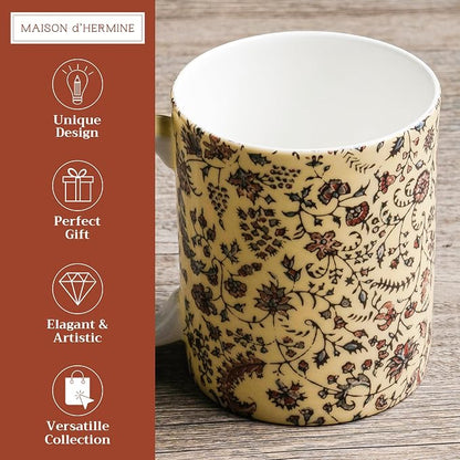 Maison d' Hermine Coffee Mug with Handles Tea Cups (15 Ounce, Pack of 1) | Fine Bone China Coffee Mugs for Hot Beverages Cappuccino Latte Home Restaurant Hotel Spring Summer -Lakshmi - Daya
