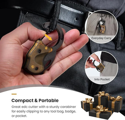 FUNBRO Small Pocket Knife, Cool Box Cutter with 1.34 Inch Sharp Blade | Edc Knives Tool (Amber)