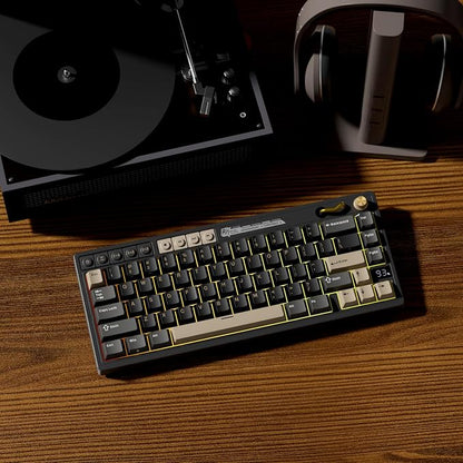 RK ROYAL KLUDGE M65 Wireless Gaming Keyboard with Volume Knob, 60% Hot Swappable Mechanical Keyboard 2.4G/BT/USB-C, Gasket Mount, Battery Display, PBT Keycaps, Hot-Swappable Cream Switch, Black