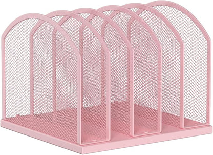 Gawerk 5-Section Vertical Desktop Organizer, 6-Section Mesh File Folder Stand Sorter for Office Home Classroom Organization