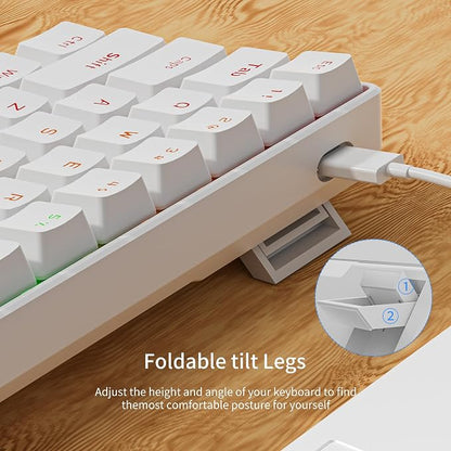Newmen GM611 Mechanical Keyboard,LEDBacklit Wired Gaming Keyboard RedSwitch | Compact Portable,Mini 61 Keys,LED Backlit,60 Percent Mechanical Keyboard,White Keycaps,Windows Laptop PC,Linear Red Switches
