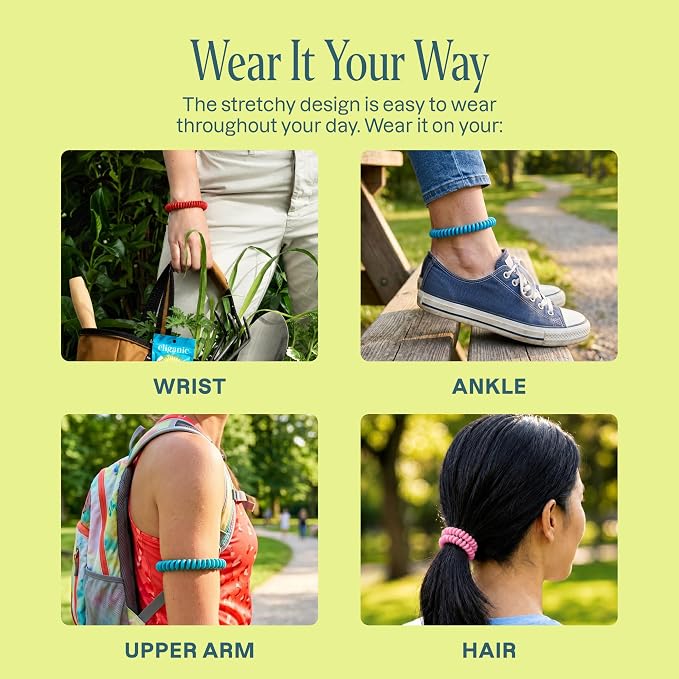 Cliganic 10 Pack Mosquito Repellent Bracelets for Adults & Kids (Rainbow Colors) - Natural DEET-Free Bands, Individually Wrapped