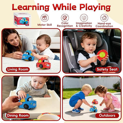 Inertial Push Pull Car Toys for 1 Year Old Boy Girl, Toddlers 1-3 Birthday Gift, Baby Toys 12-18 Months, Vehicle for 6-9-12-18 Month, First Birthday Gifts for Boys Girl