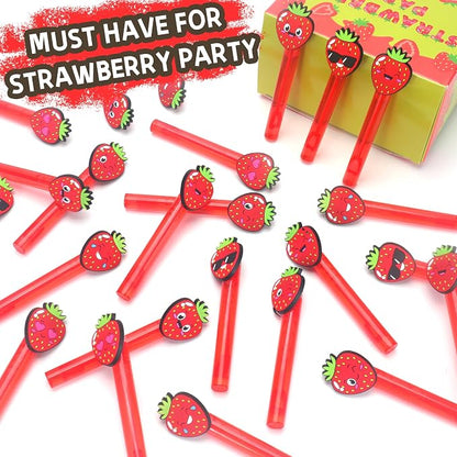 24Pcs Strawberry Bubble Wands for Berry First Party Favors Supplies Decorations, Strawberry Pinata Goodie Bag Stuffers & Classroom Prizes