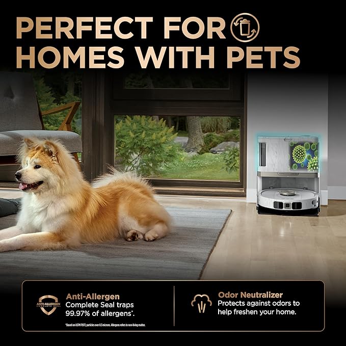 Shark PowerDetect NeverTouch Pro Robot Vacuum & Mop, White, AV2810ZEWH | 5 PowerDetect Technologies, NeverStuck, NeverTouch Pro Base (Self-Empty, Self-Refill, Pad Wash/Dry), 360° LiDAR + 3D Sensor