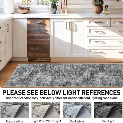 2'6''x8' Runner Rugs Washable Rug: Modern Abstract Living Room Rug Soft Anti-Skid Thin Carpet Indoor Floor Non-Shedding Carpets for Bedroom Dining Room Farmhouse Nursery Home Office - Black