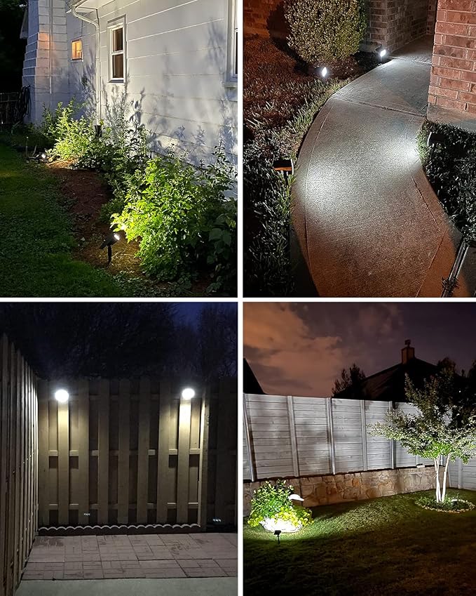 LOTMOS Solar Spot Lights Outdoor, 6 Pack/72 LED/3 Lighting Modes 2-in-1 Solar Landscape Lights, Auto On/Off IP67 Waterproof for Yard, Tree, Garden, House (Cool White)