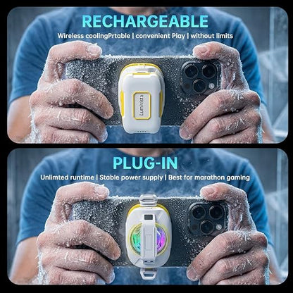 Cell Phone Cooler for Gaming, Magnetic Portable Rechargeable Battery Mobile Phones Radiator, Cellphone Fan Cooler with RGB Lights for iPhone Series, iPad Pro Tablet, Android, TikTok Live