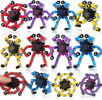 12PCS Transformable Fidget Spinner Toys for Kids and Adults | DIY Robot Chain Fidget Toys, Sensory Toys for Stress Relief, Party Favors, Classroom Rewards & Birthday Gifts
