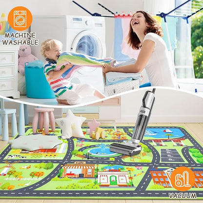 HEBE Kids Play Rug 4'x6' ABC Alphabet Numbers Shapes Educational Kid Area Rug Washable Baby Crawling Mat Non Slip Kid Play Mat Carpet for Girl Boy Bedroom Playroom