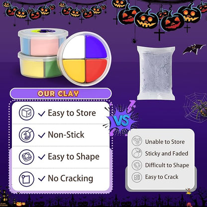 Air Dry Clay Kit - Halloween Theme, Modeling Clay for Kids, DIY Magic Clay with Sculpting Tools and Tutorials,12 Boxes Molding Clay, Ultra Light, Soft & Non-Sticky, Arts and Crafts Gift for Kids