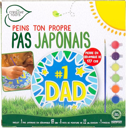 Creative Roots Paint Your Own #1 Dad Stepping Stone, Paintable Ceramic 7 in. Stone, Includes 6 Acrylic Paints & Paintbrush, Great Arts and Crafts for Kids Ages 8-12