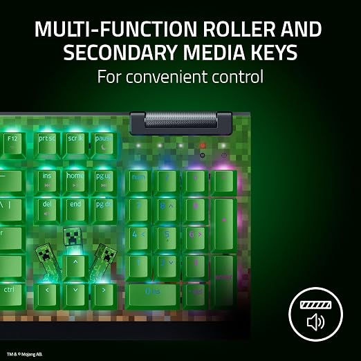 Razer BlackWidow V4 X Mechanical Gaming Keyboard, Minecraft Edition | Green Switches Tactile & Clicky, 6 Macro Keys, Chroma RGB, Doubleshot ABS Keycaps, Sound Dampening & Stabilizers