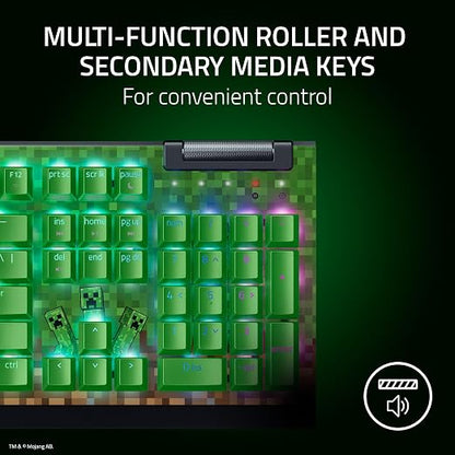 Razer BlackWidow V4 X Mechanical Gaming Keyboard, Minecraft Edition | Green Switches Tactile & Clicky, 6 Macro Keys, Chroma RGB, Doubleshot ABS Keycaps, Sound Dampening & Stabilizers