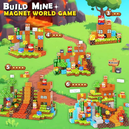 Magnetic Blocks Building Toys, Mine Magnet World Game Set for Kids Ages 4-8 5-7 6-8, STEM Sensory Magnetic Toys for Toddlers, Gift for 3+ Year Old Boys Girls