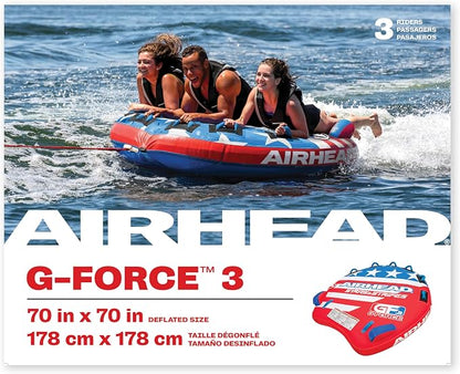 Airhead G-Force Towable Tube for Boating, 1-4 Rider Inflatable Boat Tube for Water Tubing, Heavy Duty Full Nylon Cover, Stabilizer Fins with Neoprene Knuckle Guards, Speed Safety Valve