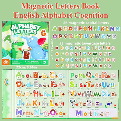 Upgrade Magnetic Letters Book for Kids, 78 PCS Magnetic Alphabet Letters, Uppercase & Lowercase ABC Magnets for Toddlers 1-3 Learning, Preschool Classroom Must Haves