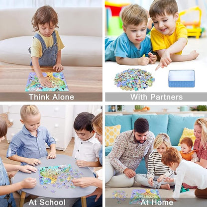 LELEMON Puzzles for Kids Ages 4-6,USA Map 100 Piece Puzzles for Kids Ages 4-8 in a Metal Box, Educational Jigsaw Puzzles 100 Piece Puzzle Games Puzzle Toys for Girls and Boys