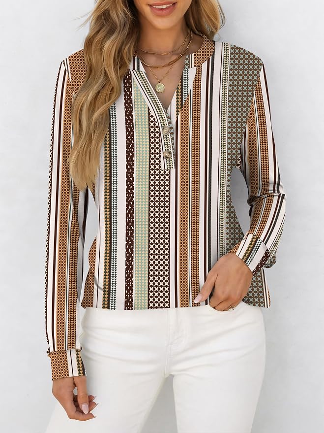 ANRABESS Women's Long Sleeve Shirts 2026 Spring Fashion Dressy Casual Tops Trendy Henley Blouses Cute Work Outfits Clothes