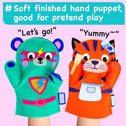 EZCRA Unicorn Hand Puppet Making Kit for Kids Ages 5-10 - Make Your Own Puppets - 8 DIY Craft Projects with Stickers - Educational Gift for Girls & Boys