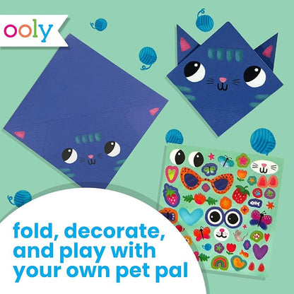 Ooly DIY Paper Kit, 24 Animal Origami Designs & Stickers, Kit Includes 12 Completed, 6 Blank and 6 Color-in Folding Pet Origami Designs