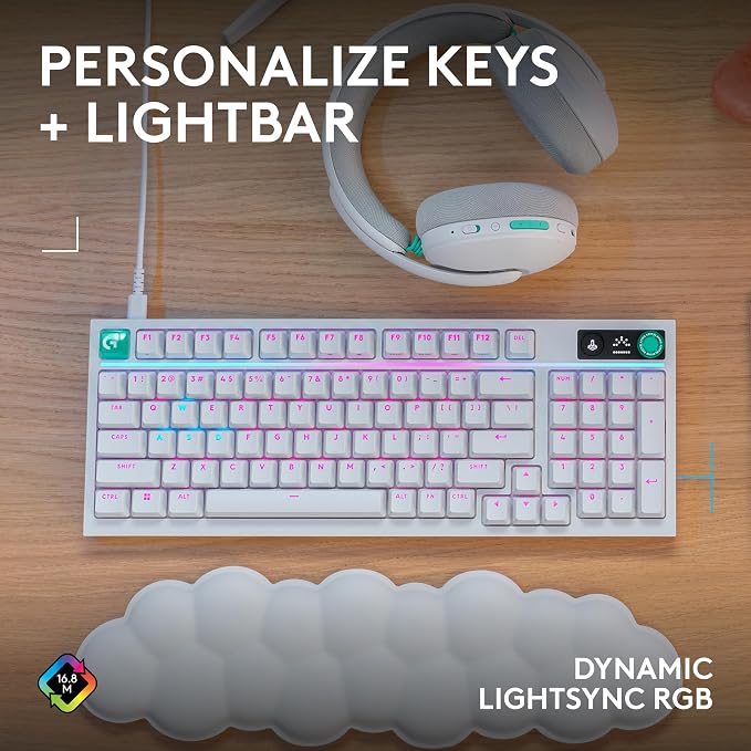 Logitech G316 X 98 MechanicalGaming Keyboard (Tactile) - White | Hot-Swappable Tactile Mechanical Switches, Gasket Design, PBT Keycaps, <8Khz, LIGHTSYNC RGB, Dot-Matxix LED Display, USB-C