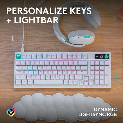 Logitech G316 X 98 MechanicalGaming Keyboard (Tactile) - White | Hot-Swappable Tactile Mechanical Switches, Gasket Design, PBT Keycaps, <8Khz, LIGHTSYNC RGB, Dot-Matxix LED Display, USB-C